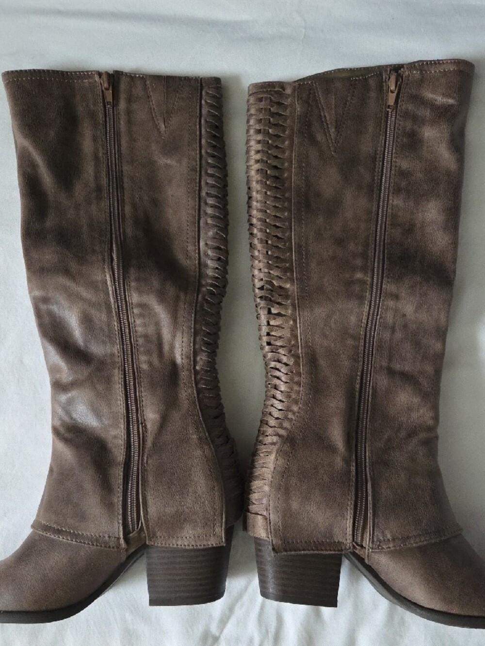 Fergalicious Tall Back-Braided Knee Boots - Brown Taupe - Picture 4 of 12